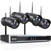 REIGY 3MP Kit Videosorveglianza Wifi Esterno con Registra Audio, Sistema di Sicurezza 16CH NVR+4x 1296P Camera, Telecamera Sorveglianza Wireless Impermeabile Visione Notturna Senza HDD
