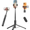 ULANZI SK27 Trepiede per cellulari 154 cm con Clip Smartphone 56-92 mm, Telecomando 10 m, Testa a sfera360°, 8 Sezioni Alluminio, Asta per selfie per iPhone/Samsung/Huawei, Vlog, Live Streaming