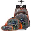 HTgroce Zaino Trolley 3 in 1 per Scuola Elementare - 16 Inch, Ragazzo - Include Astuccio e Borsa per il Pranzo