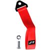 Simoni Racing UTS Cinghia di Traino Universale in Nylon Rosso con Staffa in Acciaio Inox Nero, Portata 3000 kg, Lunghezza 28 cm, Foro di Attacco 15 mm, per Uso in Pista e Track Day