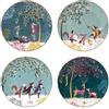 Sara Miller London, collezione Woodland Tales, set di 4 piatti, assortiti, verde