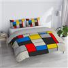 Italian Bed Linen Parure Copripiumino Matrimoniale "Sogni d'Autore" 100% cotone, Made in Italy, 250×200 cm con Doppia Patella 50 cm + 2 Federe 50×80 cm con Patella Interna, Stampa Digitale - SD67