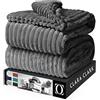 Clara Clark Coperta in pile di peluche, taglia doppia, leggera, super morbida, per letto, lavabile in lavatrice, (66 x 90) (grigio scuro)