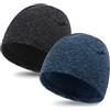 Zylioo Berretto da ciclismo XXL per uomo e donna, extra large, caldo, in pile, con teschio, cappello invernale termico elastico, Nero-blu navy, L