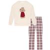 YAMAMAY - Pigiama Lungo Girocollo Donna Mandorla Printed Cotone Maglia in Felpa garzata; Pantaloni in Micropile
