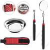 Swpeet Set di 4 strumenti telescopici magnetici, vassoio magnetico per parti, bastone magnetico telescopico da 4,5 kg, specchio telescopico rotondo e cinturino magnetico rosso con 15 potenti magneti