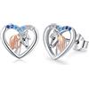 CHENGHONG Orecchini a perno a forma di animale, in argento Sterling 925, con gatto, panda, unicorno, rana, mucca, procione, orecchini con cristallo blu, 11 Millimeter, Argento