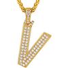 Suplight Collana Iniziale V Placcata in Oro 18K - Ciondolo Alfabeto Lettera Con Catena Acciaio Inossidabile 56cm - Regalo per Donna e Mamma