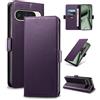 Yunubeyii Cover Libro per Google Pixel 10 Pro XL - [Blocco RFID] Luxury PU Leather Portafoglio Card Holder Magnetic Phone Custodia con Kickstand, Cover Protettiva Antiurto, Viola