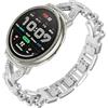 WoPail Bracciale con strass da 20mm per Amazfit Cheetah 2 Pro/Active 3 Premium/Active/Active 2/2 Square/GTR Mini/GTS 4/GTS 4 Mini. Cinturino di ricambio in metallo per Bip 3/3 Pro donna - Argento