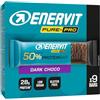 Enervit Pure-Pro Protein Bar 50% Dark Choco, Barrette Proteiche Senza Zucchero e Senza Glutine, Snack Proteici con 28g Proteine, Post Workout Intensi, Gusto Cioccolato Fondente, 9 Barrette da 55g