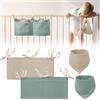 Forhandy 4 organizer e bavaglini per lettino per bambini, 2 in 1, borsa per la cameretta dei bambini, regolabile, super assorbente, in mussola, per bambini e bambine