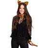 Brandsseller Set Costume da Tigre Donna - con Orecchie da Tigre, Coda e Papillon in Morbido Velluto - Travestimento Perfetto per Carnevale, Feste a Tema e Halloween - Chiaro