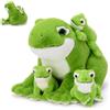 MorisMos Rana Peluche 40cm, Verde Rana Mamma con 3 Bambino, Realistico Morbido Kawaii Giocattolo di Peluche Regalo per Bambini Compleanno Natale Deco