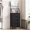 OYRREU Cassettiera Alta con Specchio Regolabile e 4 Cassetti in Tessuto, Mobile Salvaspazio per Camera da Letto, Ingresso, Corridoio, Soggiorno, Nero
