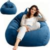 Umllpet Pouf XL, a forma di goccia, solo rivestimento (senza imbottitura), per adulti e bambini, da gioco, per soggiorno, camera dei bambini, divano, decorazione per esterni, 100 x 120 cm (blu scuro)