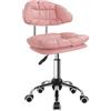 KKTONER Rolling Stool - Sedia girevole con schienale basso, regolabile in altezza, per la casa, l'ufficio e la vanità con ruote (rosa)