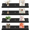 Gucass 4 Pezzi Acrilico Mensole da Muro Senza Foratura, Nero Mensole da Parete 30cm, Mensola Adesiva Floating Shelves, per Cameretta, Bagno, Cucina, Salotto, Camera, Studio