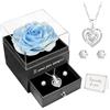 Miofula Rosa Stabilizzata Regalo Donna,Rosa Eterna con Collana Argento 925 Orecchini Donna,Ti Amo per Sempre,Regalo Donna Compleanno,Festa della Mamma Regalo Mamma Fidanzata Anniversario San Valentino