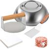 LEKEFETO Smash Hamburger Set di 3 pressa per hamburger, set da 5,5 pollici, Round Smash Hamburger Press & Hamburger & Spatola per grigliare e 100 carne, in acciaio inox, set di posate per barbecue