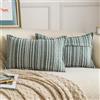 Madizz 2 Pezzi Copri Cuscini in Boucle con Bordo Decorativo Neutri Morbido Copricuscini Fodere per Cuscino Lusso Stile Arredi per Divano e Letto Verde menta 30x50 cm
