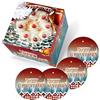 Gcardist - Set di 5 scatole per torte con finestra e 5 sottotorta rotondi da 15,24 cm, contenitori per torte (15,24 x 15,24 x 12,7 cm, motivo natalizio)