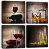 Artscope 4 parti Stampa su tela - Bicchiere da vino rosso, decorazione da parete per camera da letto, dipinti ad olio per casa, bagno, soggiorno, 30 x 30