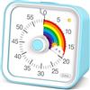 InfPokid Timer visivo con funzione di pausa per bambini e adulti, 60 Minuti Conto alla Rovescia Silenzioso di Gestione, produttività per studio, lezioni, cucina, gestione del tempo per ADHD (Blu Arcobaleno)