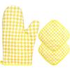 HW CASA Set di 1 guanto da forno + 2 presine resistenti al calore (1200°C) - ignifughi - Cotone naturale e materiali atossici - Protezione avanzata per cucina e forno Giallo