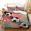 Leleyouzer Set di biancheria da letto 3D da calcio, per ragazzi e bambini, in morbida microfibra, set da 3 pezzi con 2 federe da 50 x 75 cm (calcio 4, 135 x 200 cm)