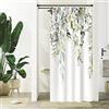 Uiiooazy Tenda Doccia Antimuffa, Uiiooazy Tenda Doccia Piccola 90x180cm Eucalipto Foglie Verde Salvia Fiori Rosa Bianco Tende da Bagno Tessuto Lavabile Impermeabile Poliestere Tende Vasca da Bagno con 6 Anelli