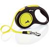 FLEXI Croci Flexi New Neon Tape, Guinzaglio per cani allungabile riflettente, taglia S fino a 15 kg, lunghezza 5 Metri, Nero e giallo