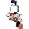 SQUADO Kit Vlogging Professionale, Treppiede con Supporto Smartphone, Luce Video LED, Microfono, Telecomando Bluetooth per TikTok e Streaming