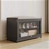 BAKAJI Scarpiera con Seduta e 2 Scomparti Interni Salvaspazio, Mobile Panca Porta Scarpe con Anta Trasparente e Base Antiscivolo per Ingresso, Camera da Letto, Ingresso 70 x 32 x 45 cm (Nero)