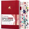 Clever Fox Agenda giornaliera 2a edizione - Organizzatore di attività a blocco orario non datato con programma orario e lista di cose da fare, formato A5, 6 mesi (rosso)