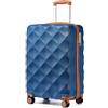 British Traveller Valigia Trolley 54CM Valigie Rigida ABS+PC con Rotelle Girevoli e TSA Lucchetto (20pollici, Blu/Marrone)