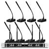 D Debra DU8008 Set Microfoni Wireless UHF - 8 Microfoni a gooseneck, Plug & Play, Frequenza Regolabile, Portata 80m, Ideale per Karaoke/Conferenze/Canto/Palco