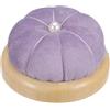 QUARKZMAN Base in Legno Puntaspilli Cuscino Stile Giapponese Carino Porta Aghi Puntaspilli Rotondi per Cucire Quilting Ricamo Artigianato Fai da Te, Viola Pallido Chiaro