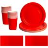 ZSYIULIA Set da tavola usa e getta rosso, 52 pezzi, 20 tovaglioli di carta, 16 bicchieri, 16 piatti di carta da 17,8 cm, biodegradabili, in tinta unita, per compleanni, matrimoni, feste di Natale per bambini e