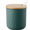 MAGICVOGEL Zuccheriera in ceramica, 8,5 x 8 cm, portaspezie con coperchio e cucchiaio, contenitore per marmellata, per cucina, sala da pranzo, caffè (verde)