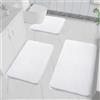 LUOJINYI 3 tappetini da bagno antiscivolo, morbidi assorbenti d'acqua, shaggy a pelo lungo, in microfibra per il bagno, lavabile in lavatrice, per vasca da bagno, doccia e bagno (bianco)