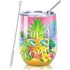 NymphFable 12oz Ananas Tazza Termica da Viaggio Tazze Caffe Cannuccia Coperchio Termos Bicchieri Tazza Termica Inox
