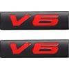 SgW V6 Emblem Logo Cromato per Auto con Simbolo in Metallo (Nero Rosso)