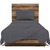 GEMITEX Set Lenzuola Singolo, 100% Cotone, GRIGIO, Tinta Unita, Antipilling e Anallergico, Design Made in Italy, Include Lenzuolo Sopra 150x280cm, Sotto con Angoli 90x190cm, 1 Federa