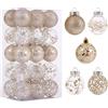 SUPREME XMAS Set di ornamenti natalizi trasparenti da 60 mm, 30 ct champagne, decorazioni per albero di Natale, palline trasparenti infrangibili con decorazioni ripiene, per feste di Natale e matrimoni