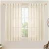 LAMIT Tende in lino semi velato, lunghezza 137 cm, 2 pannelli, pannelli filtranti della luce beige con linguetta posteriore e tasca per asta, tende neutre per cucina/finestra/sala da pranzo, 132 x 137