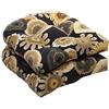 Pillow Perfect Set di 2 cuscini per sedie in vimini con motivo floreale, colore: nero/giallo, 449753