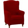 ECOMMERC3 | Copripoltrona trapuntata ultra-aderente con orecchie duplex - Copripoltrona elasticizzata con schienale alto duplex, colore Rosso - 100% prodotto in Spagna