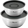 Bergner Q3045 Set di 4 ciotole/coperchi per miscelazione, acciaio inox, collezione Foodies