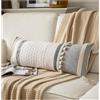 Caflife Federa per cuscino in stile bohémien, 35 x 91 cm, lunga, decorativa, per letto, colore nero e beige, per sedia da fattoria, divano, camera da letto, soggiorno, decorazione per la casa